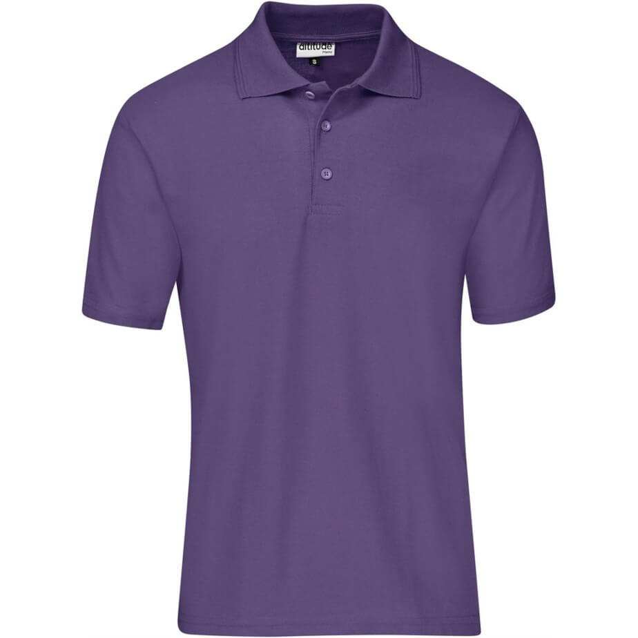 Mens Basic Pique Golf Shirt Purple Front